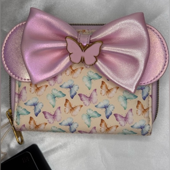 Loungefly Handbags - NWT Loungefly Disney Minnie Mouse Butterfly Iridescent Zip Around Wallet